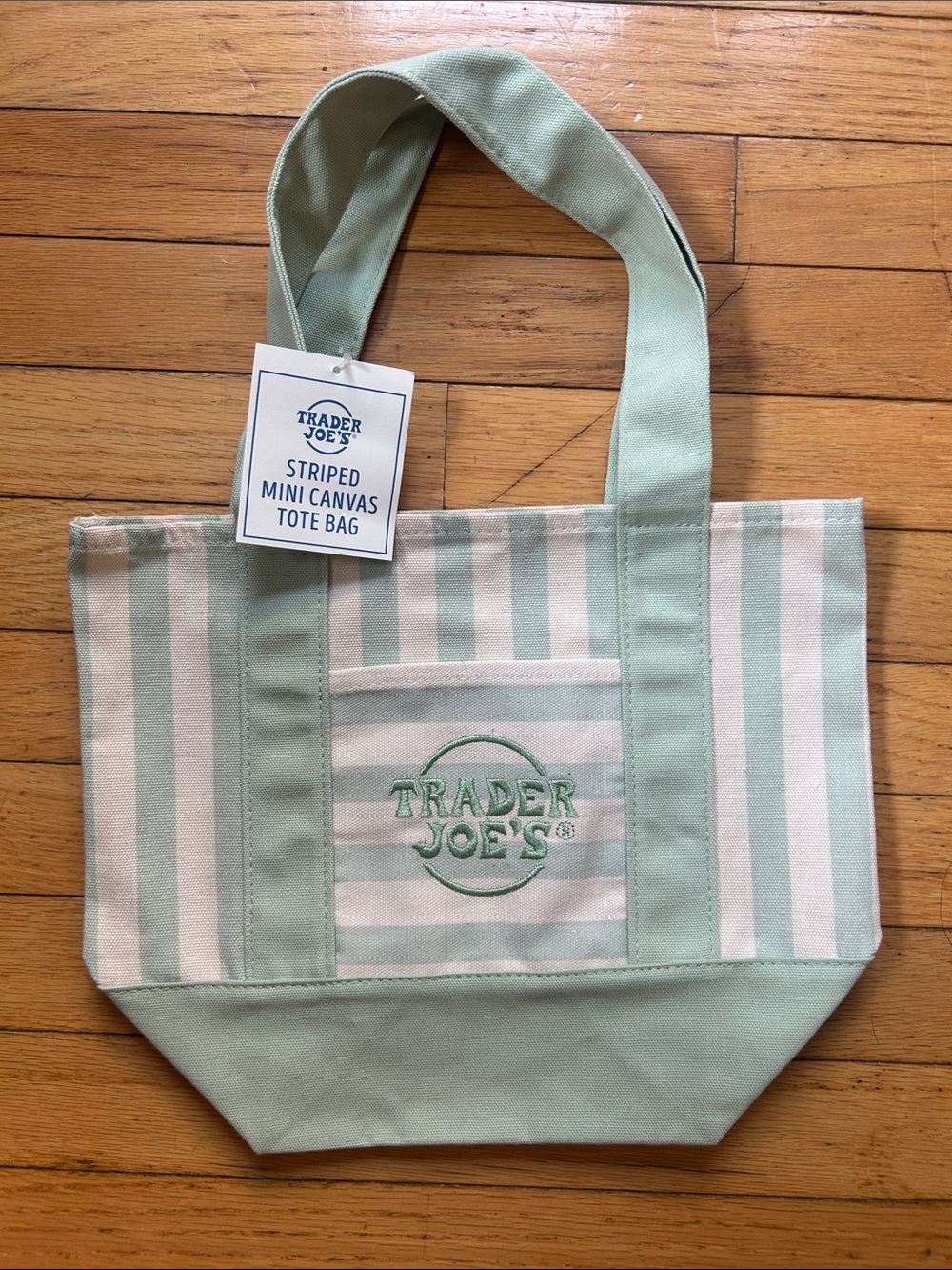 Trader Joe's Mint Stripe Canvas Tote